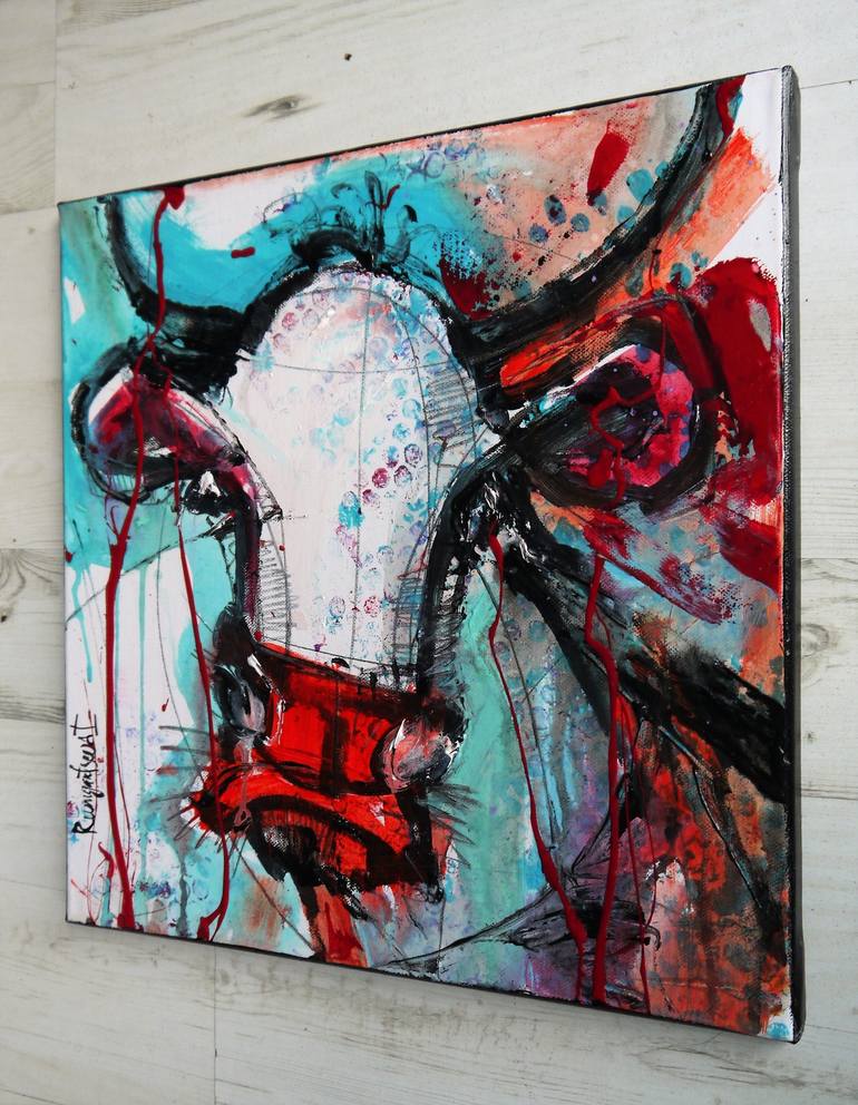 Original Abstract Cows Painting by Irina Rumyantseva
