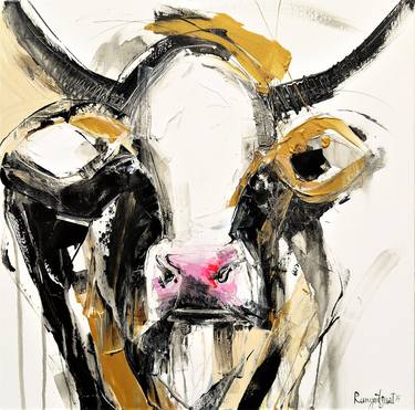 Print of Cows Paintings by Irina Rumyantseva