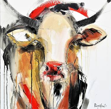 Print of Portraiture Cows Paintings by Irina Rumyantseva