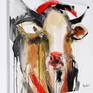 60cm x 60cm deep edge canvas wall art ready to hang with bullrings and string. 100% cotton canvas stretched over a deep 4cm wooden frame. No further framing required.
The artist's popular expressive style of cow painting with thick textured acrylic paint strokes.