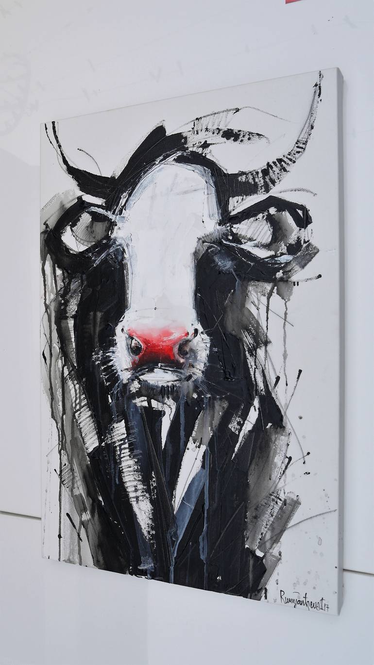Original Figurative Cows Painting by Irina Rumyantseva