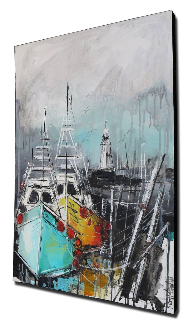 Original Impressionism Boat Painting by Irina Rumyantseva