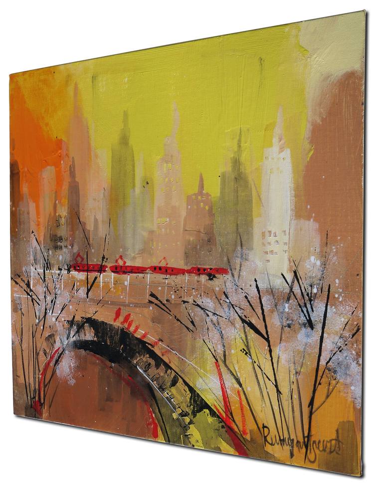 Original Abstract Cities Painting by Irina Rumyantseva