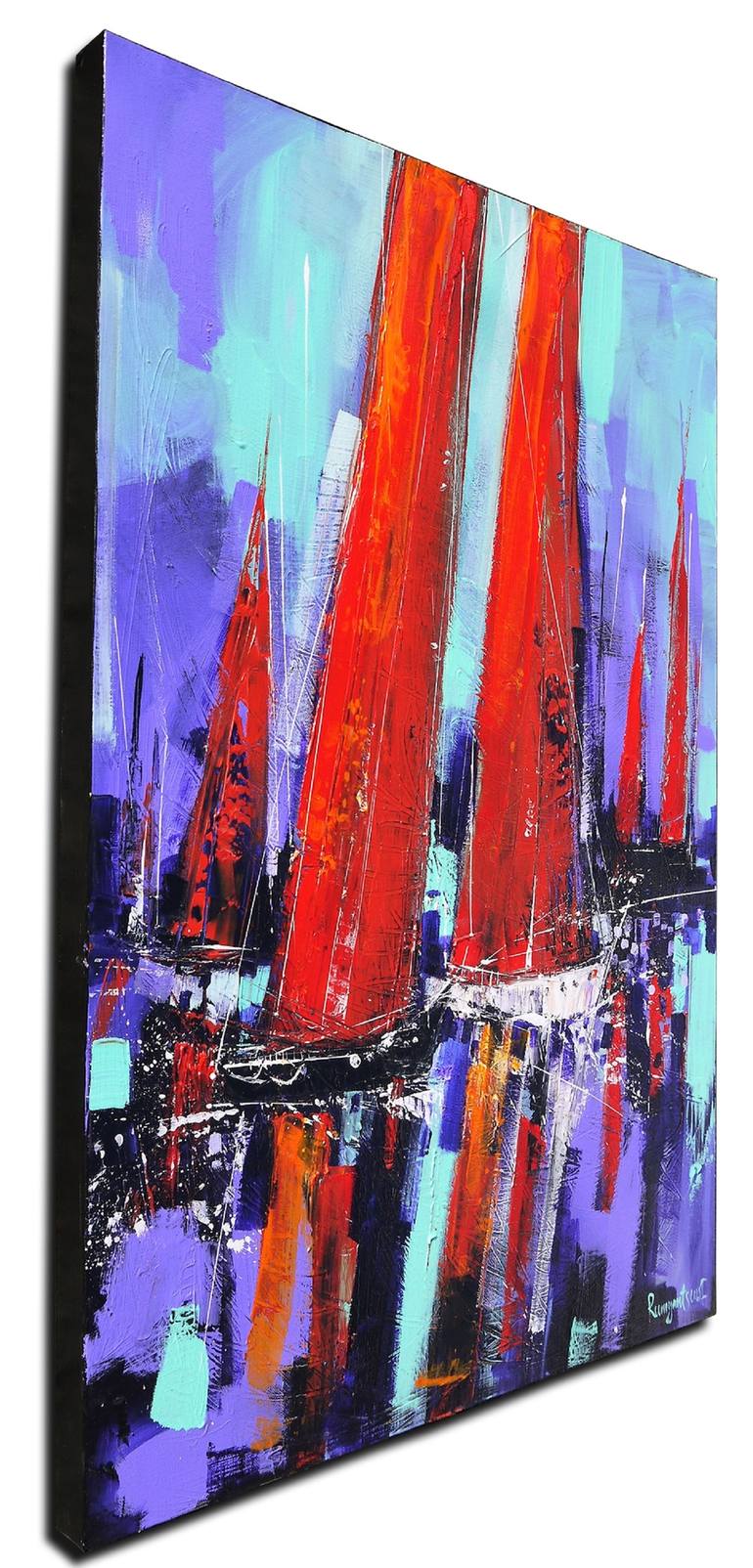 Original Abstract Expressionism Boat Painting by Irina Rumyantseva