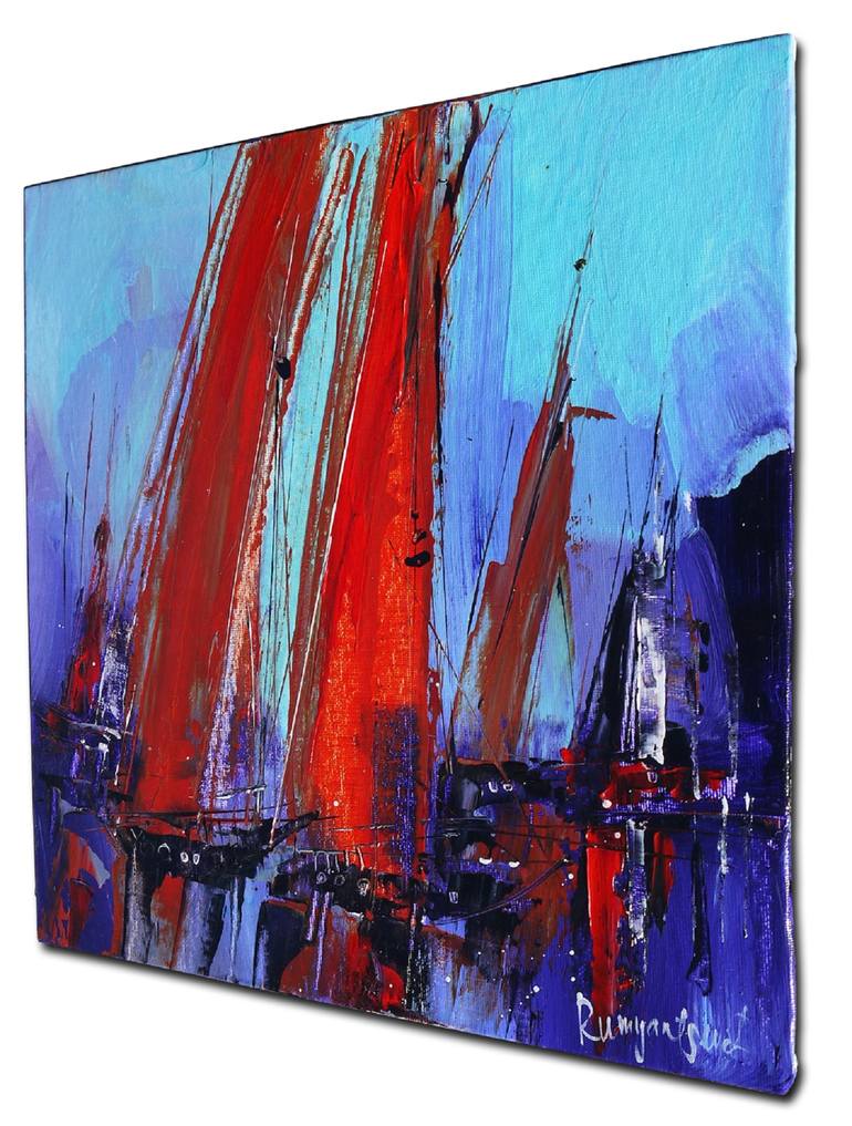 Original Impressionism Boat Painting by Irina Rumyantseva