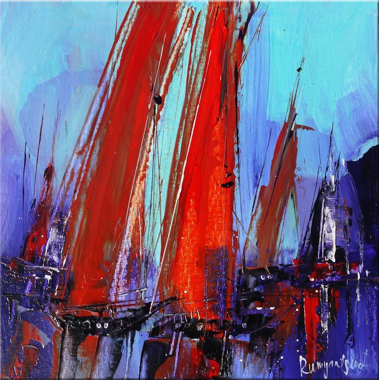 Original Impressionism Boat Painting by Irina Rumyantseva