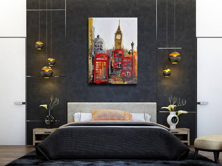 Original Abstract Cities Painting by Irina Rumyantseva