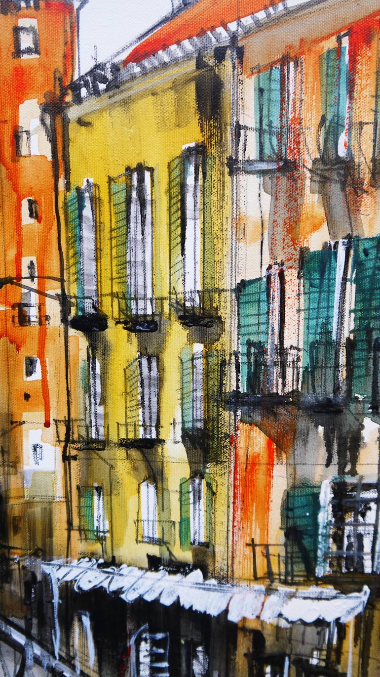 Original Abstract Expressionism Cities Painting by Irina Rumyantseva