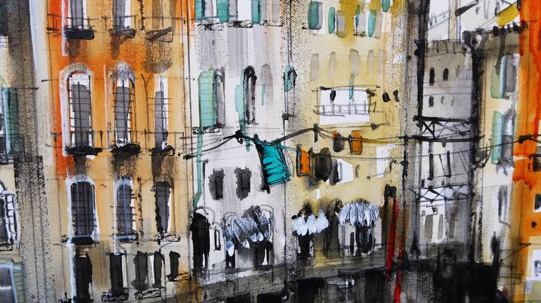 Original Abstract Expressionism Cities Painting by Irina Rumyantseva