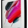 Alcohol ink on Yupo waterproof tree-free and tear-free synthetic paper. Directly applying the surgical spirit as a base and then the ink to the paper, using the paper to move the ink carefully. Deep red, pink and teal. A very exciting media to play with. Mounted with an off white mount and framed with a black deep box frame. 21 inches x 17 inches x 1.5 inch deep. Apperture (image size) 16 inches x 12 inches.