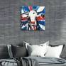The Union Jack incorporated with the British cow. Expressive style of painting with thick textured acrylic paint strokes. 60cm x 60cm. 100% cotton canvas stretched over a deep 4cm wooden frame. No further framing required. All artworks come with a certificate of authenticity.