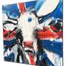 The Union Jack incorporated with the British cow. Expressive style of painting with thick textured acrylic paint strokes. 60cm x 60cm. 100% cotton canvas stretched over a deep 4cm wooden frame. No further framing required. All artworks come with a certificate of authenticity.
