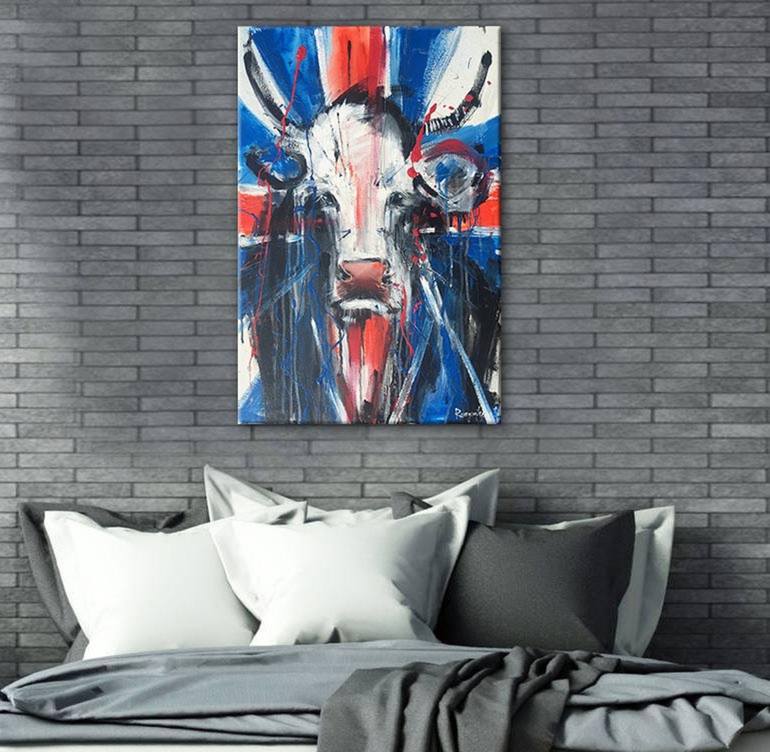 Original Abstract Expressionism Cows Painting by Irina Rumyantseva