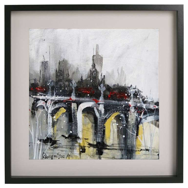 Original Abstract Expressionism Cities Painting by Irina Rumyantseva