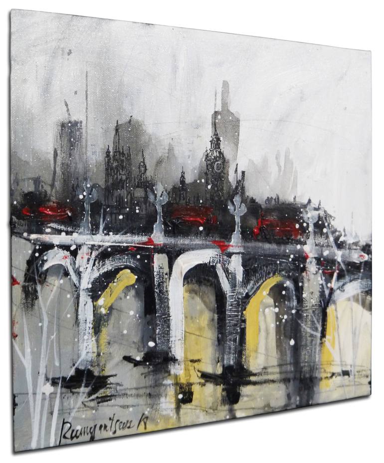 Original Abstract Expressionism Cities Painting by Irina Rumyantseva