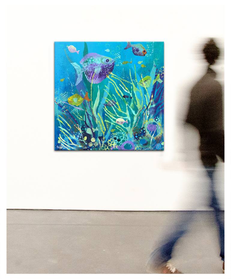 Original Abstract Expressionism Fish Painting by Irina Rumyantseva