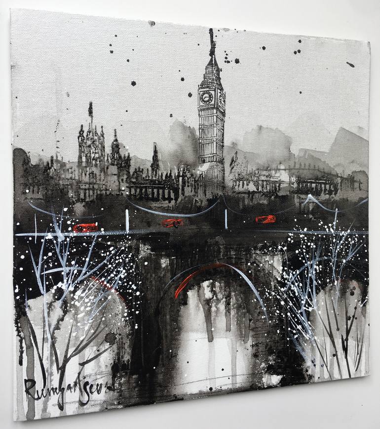 Original Abstract Expressionism Cities Painting by Irina Rumyantseva