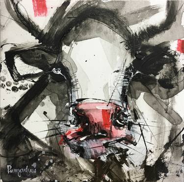 Original Abstract Expressionism Cows Paintings by Irina Rumyantseva