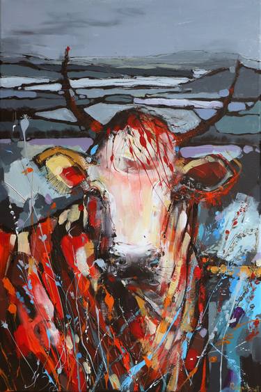 Print of Abstract Expressionism Cows Paintings by Irina Rumyantseva