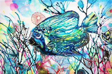 Original Abstract Expressionism Fish Paintings by Irina Rumyantseva