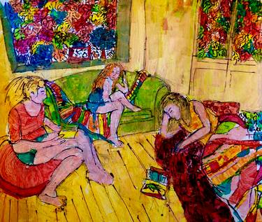 Original Expressionism Interiors Paintings by Silvina Resnik