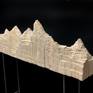 Wooden model of a Tuscany mountain, the marble quarry which uncovered Michelangelo's sculptures. Iron base.