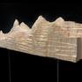Front view of the mountain, a wooden model of the "Cave di Carrara", in Tuscany
