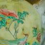 This oil original was named " The yellow ginger jar on while cutwork linen cloth" its exteremly well done with flow of the cloth hugging still yellow ginger jar. The integration show off its beauty and function on its own but also trying to live together.