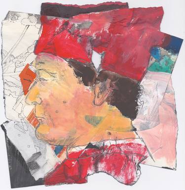 Original Expressionism Portrait Collage by Pascale Baud