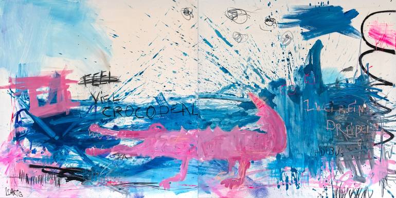 Original Abstract Painting by Christiane Lohrig  Abstract Art on Canvas  viel crocodeal