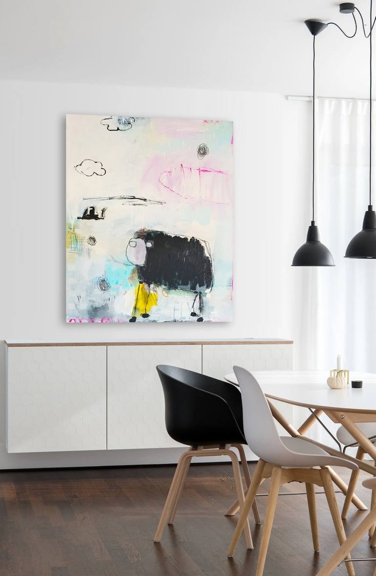 Original Black & White Abstract Painting by Christiane Lohrig