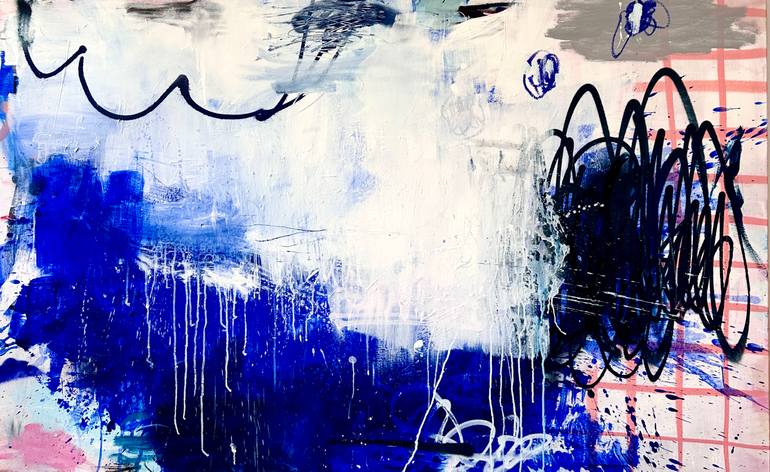 Original Abstract Painting by Christiane Lohrig  Abstract Art on Canvas  BLUE
