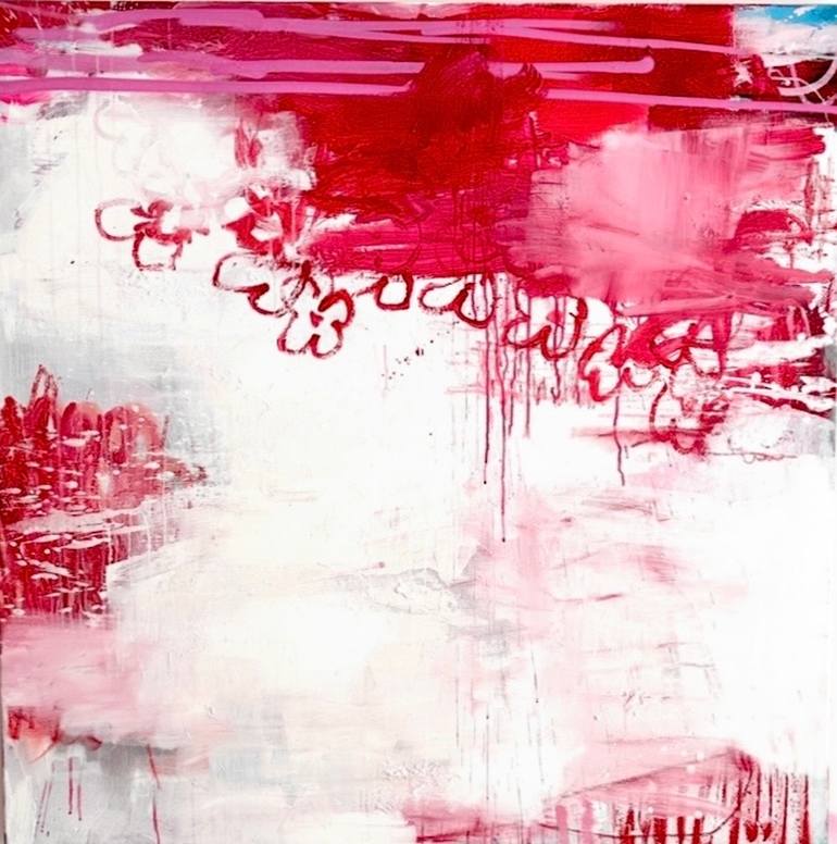 Original Abstract Painting by Christiane Lohrig  Abstract Art on Canvas  Red Island