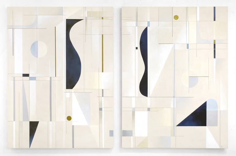 Original Abstract Painting by Robert Von Bangert | Abstract Art on Canvas | Onze (Set- Overall size 40" x 60")