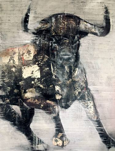 Print of Abstract Cows Paintings by Kanit Boonwit