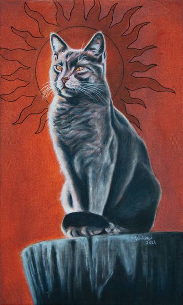 Original Figurative Cats Paintings by Lilla Varhelyi
