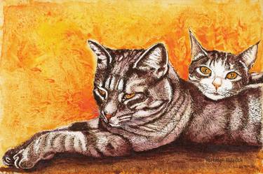 Original Figurative Cats Paintings by Lilla Varhelyi
