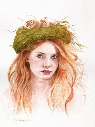 Original Figurative Women Drawing by Lilla Varhelyi