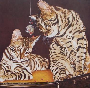 Original Figurative Cats Paintings by Lilla Varhelyi