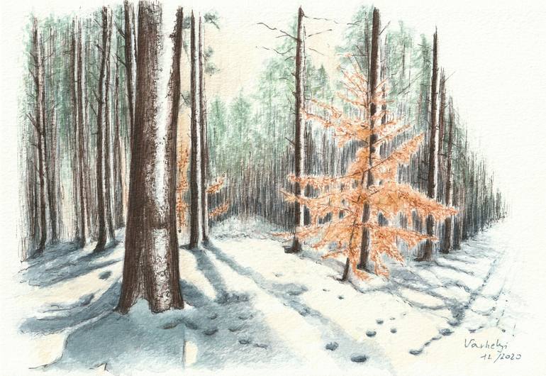 Winter In The Forest Drawing By Lilla Varhelyi Saatchi Art