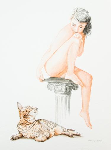 Original Figurative Nude Drawings by Lilla Varhelyi