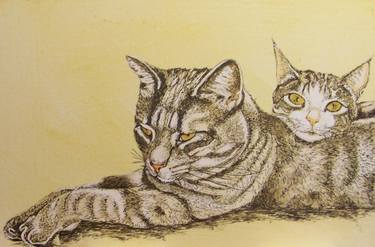 Print of Portraiture Cats Paintings by Lilla Varhelyi