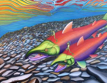 Original Surrealism Fish Paintings by Jon Howlett