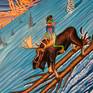 A convivial painting portraying the fun in winter frolics. Some will go to any length to slide on snow.