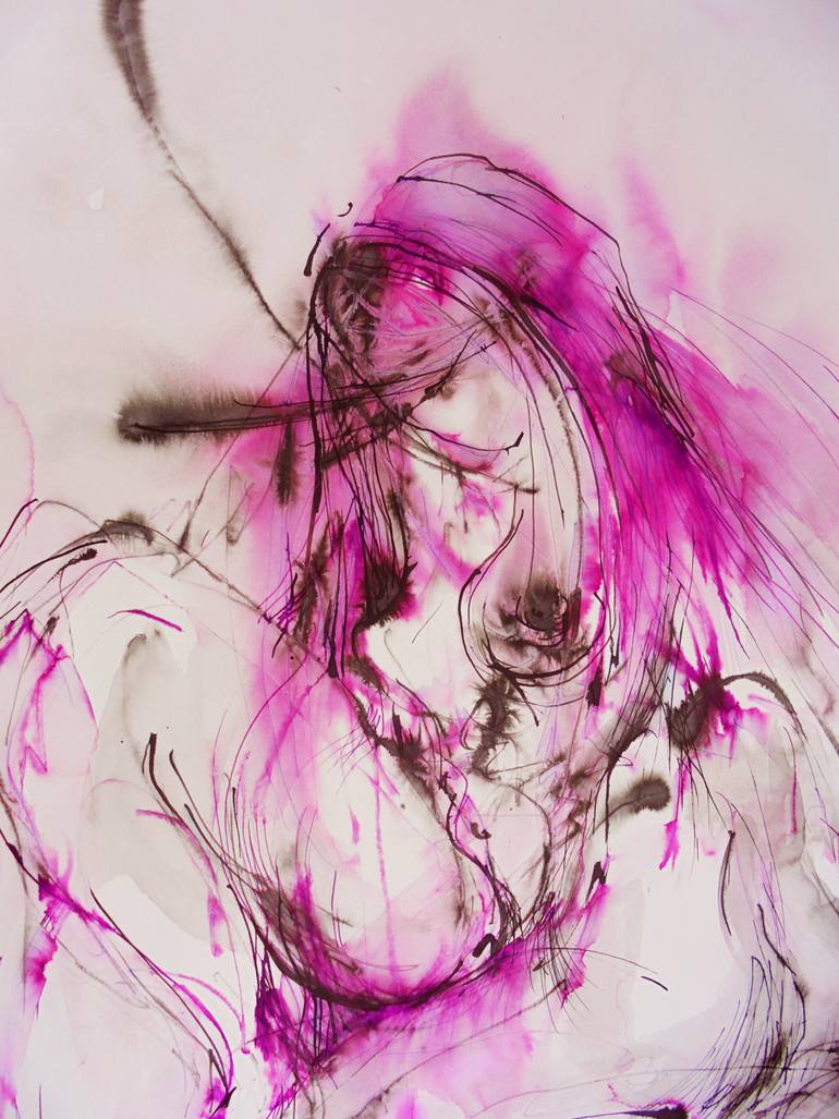 Original Expressionism Women Drawing by Marija Djuric