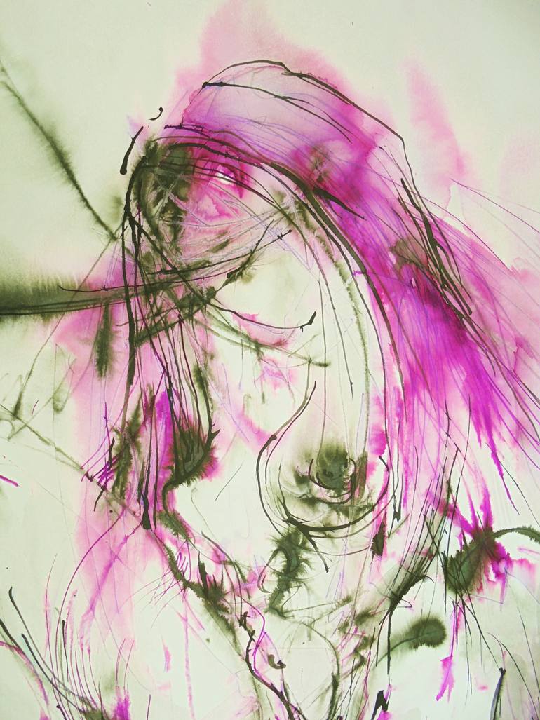 Original Expressionism Women Drawing by Marija Djuric
