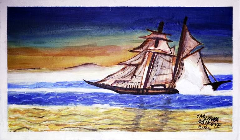 Original Impressionism Ship Painting by Muyiwa Osifuye