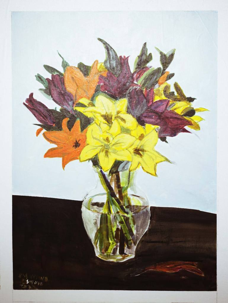 Original Floral Painting by Muyiwa Osifuye