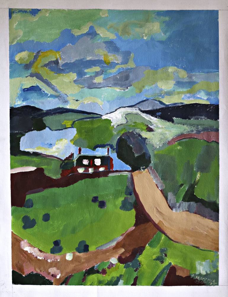 Original Abstract Expressionism Landscape Painting by Muyiwa Osifuye