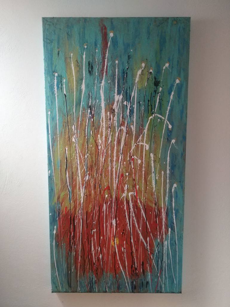 Original Abstract Expressionism Floral Painting by Fazi Joe